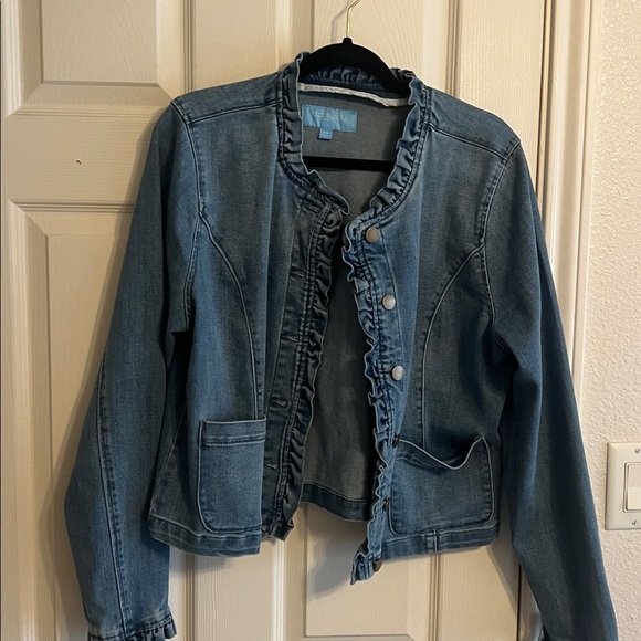 Draper James Light Blue Denim Jacket with Ruffle Detail - Picture 1 of 5